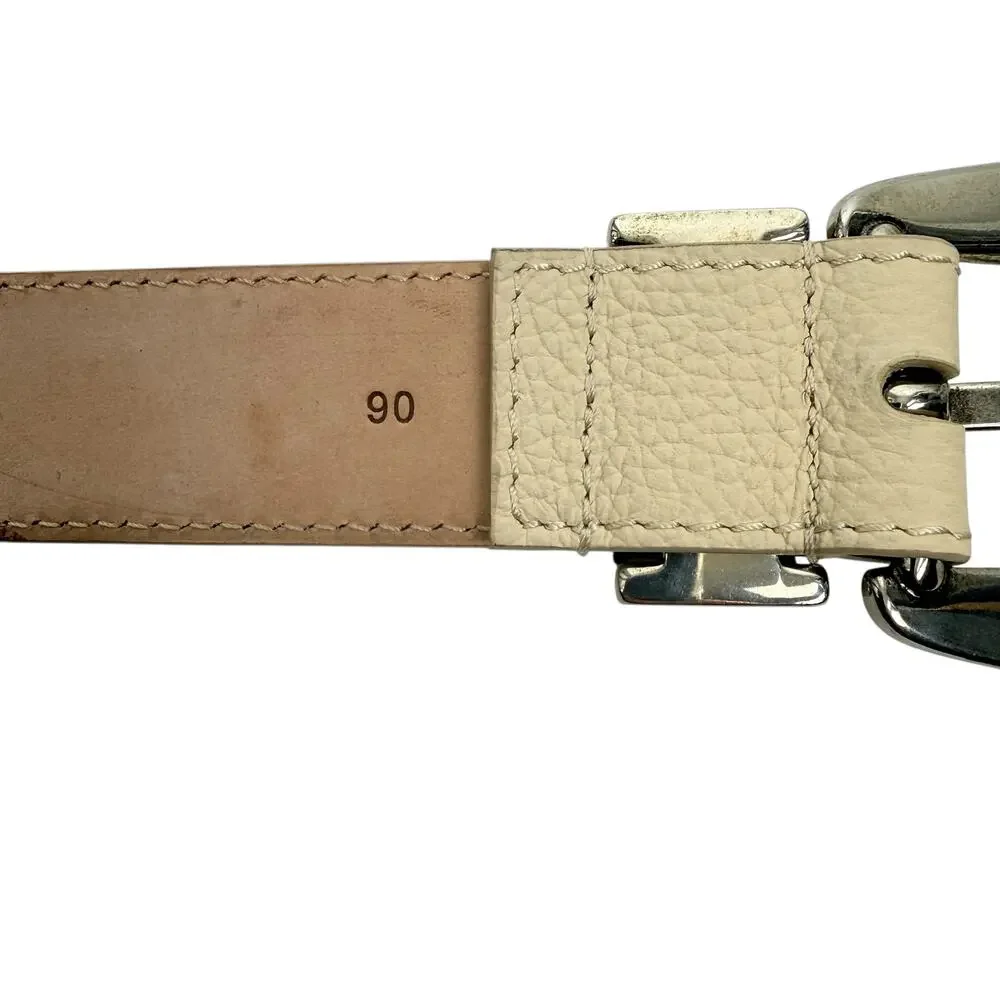 Khaite Lucca Leather Belt Solid Brass Buckle Dark Ivory Size 90/36